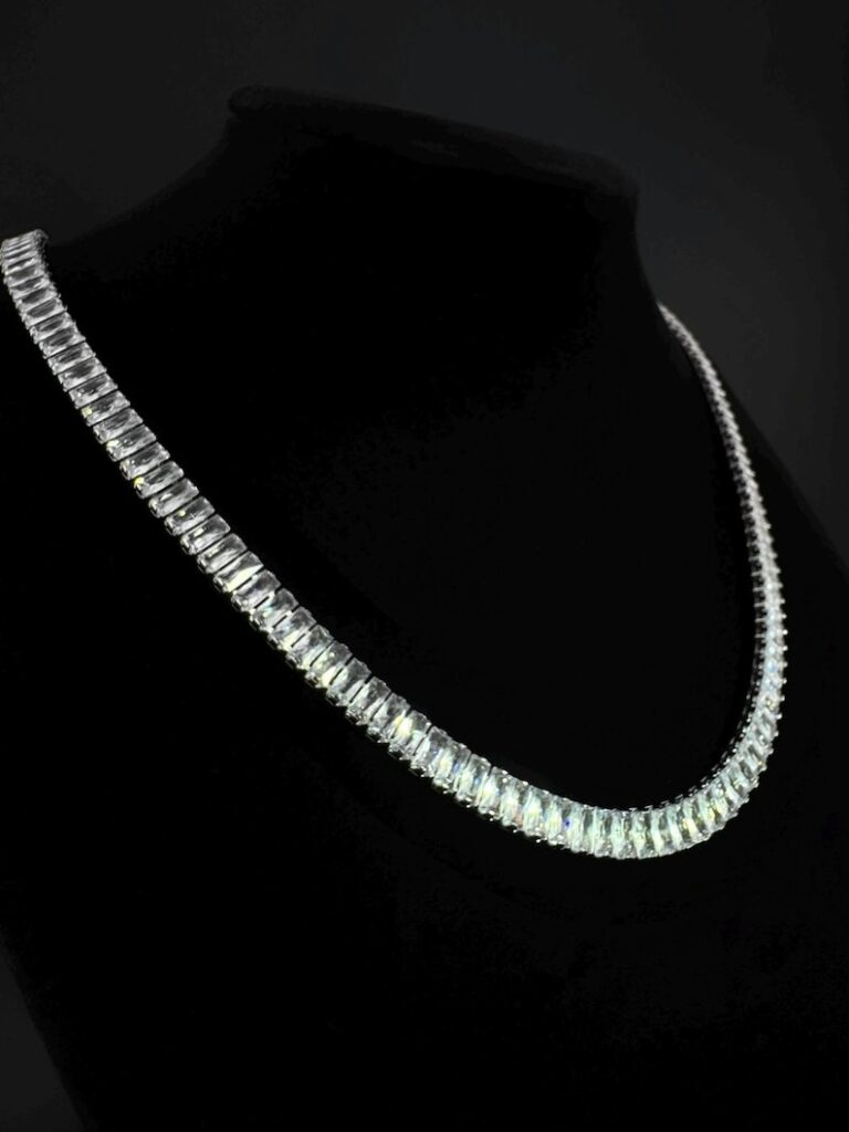baguette diamond tennis chain necklace (1)