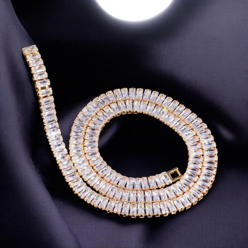 baguette diamond tennis chain necklace (4)
