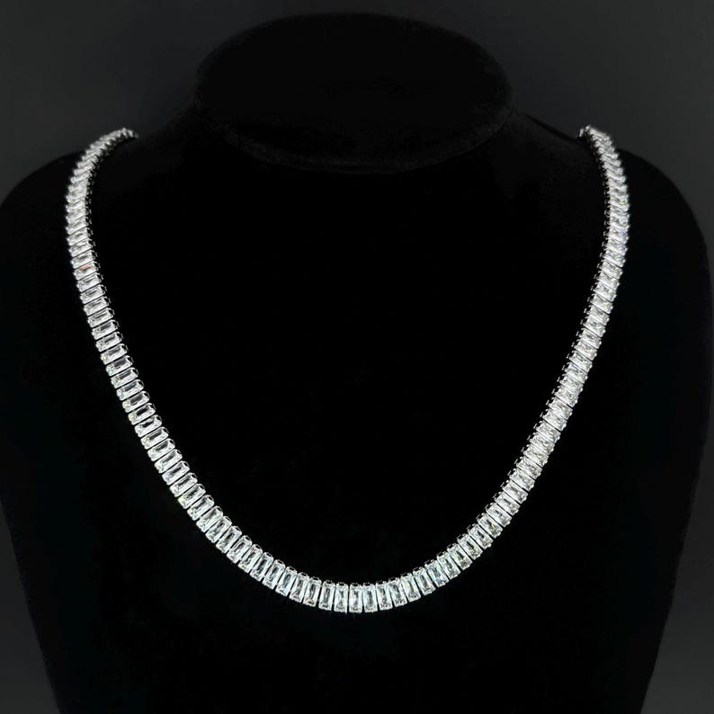 baguette diamond tennis chain necklace (8)