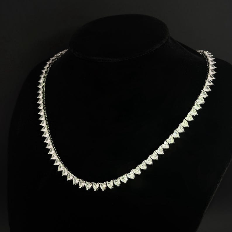 diamond heart tennis chain necklace (1)