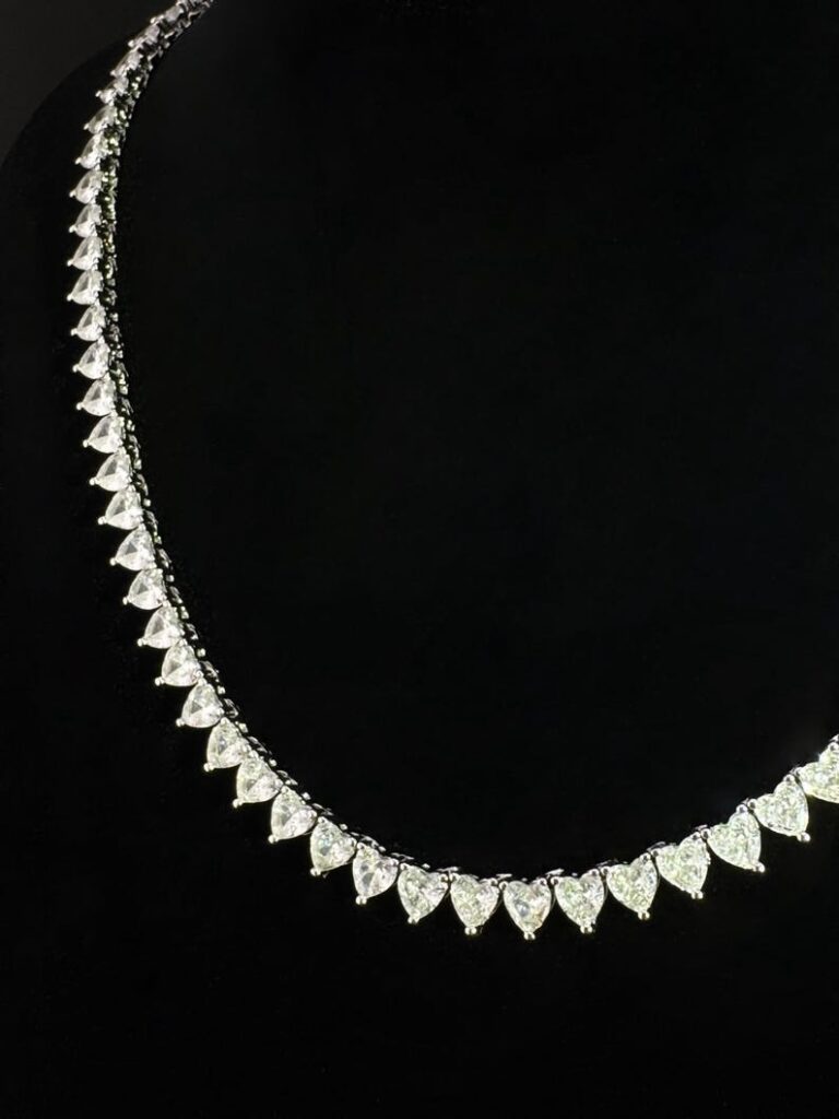 diamond heart tennis chain necklace (2)
