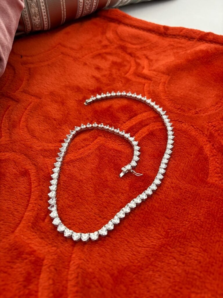 diamond heart tennis chain necklace (3)