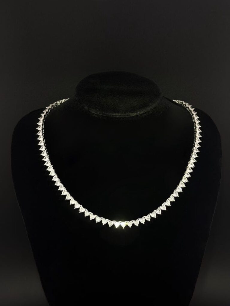 diamond heart tennis chain necklace (3)
