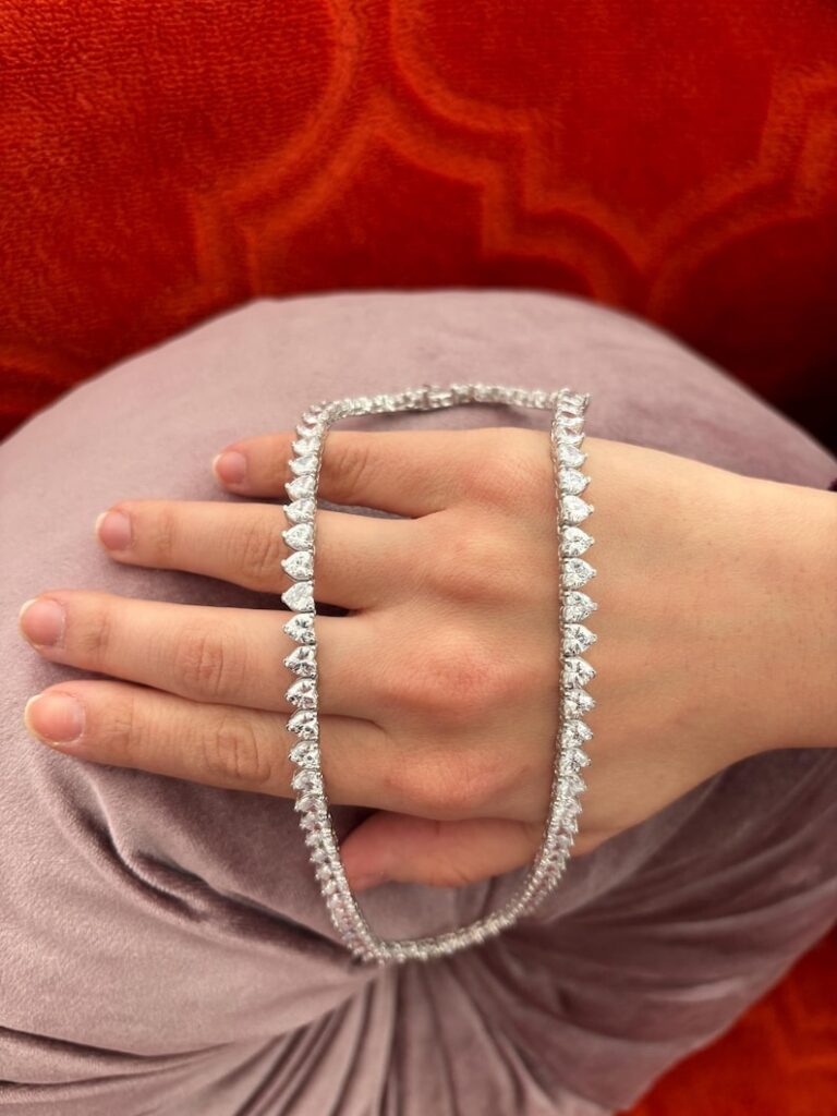 diamond heart tennis chain necklace (8)