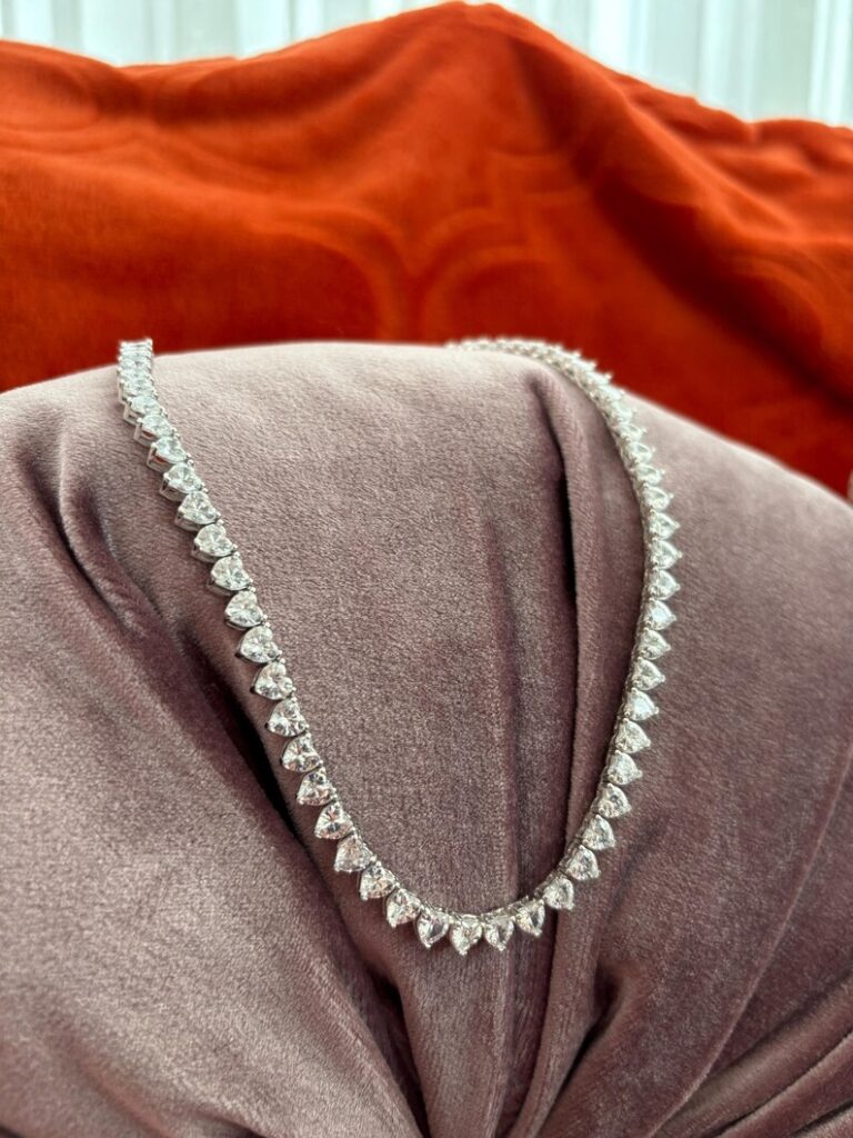 diamond heart tennis chain necklace (9)