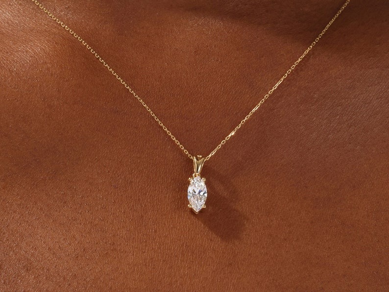 marquise cut solitaire pendant necklace (2)