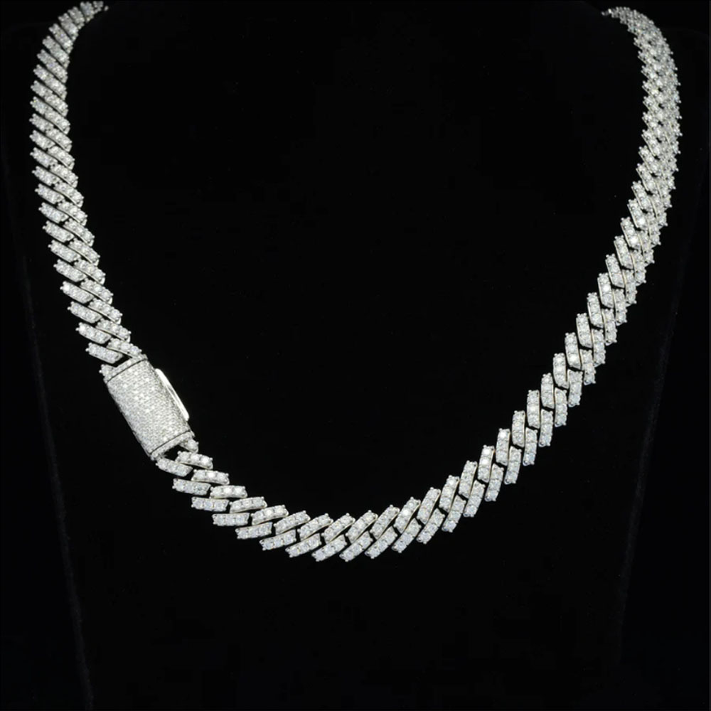 Miami Cuban Link Chain Round Diamond Necklace For Men