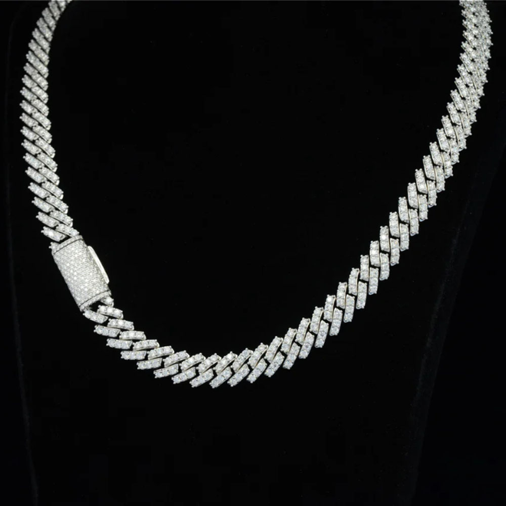 Miami Cuban Link Chain Round Diamond Necklace For Men